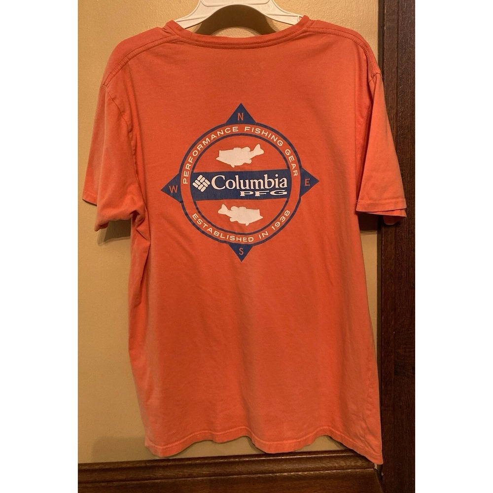 Columbia PFG Short Sleeve Graphic T Shirt Orange Size XL  Preowned Nice - Picture 4 of 11